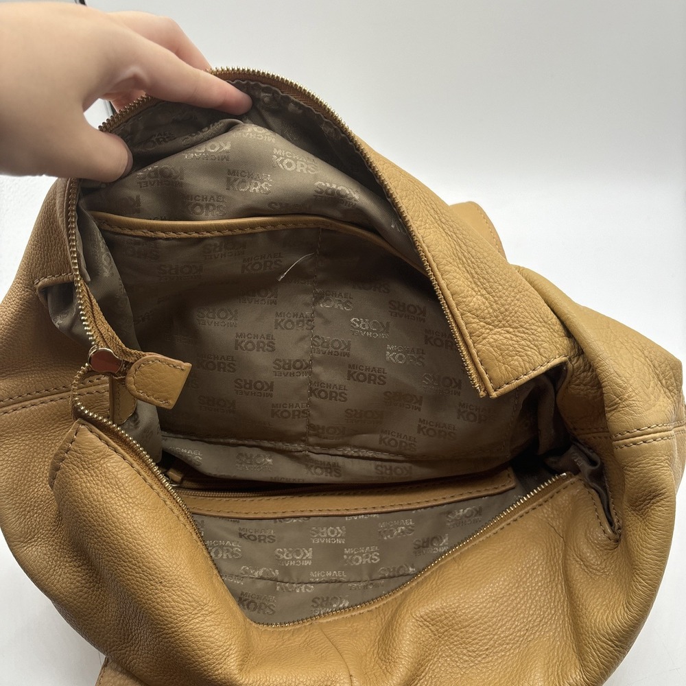 Michael Kors Hudson Downtown Leather Tote Large Shoulder Bag Light Brown Purse - Picture 12 of 16